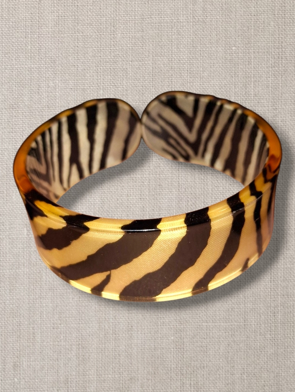 Vintage Acrylic Animal Print Cuff bangle bracelet Wide Width